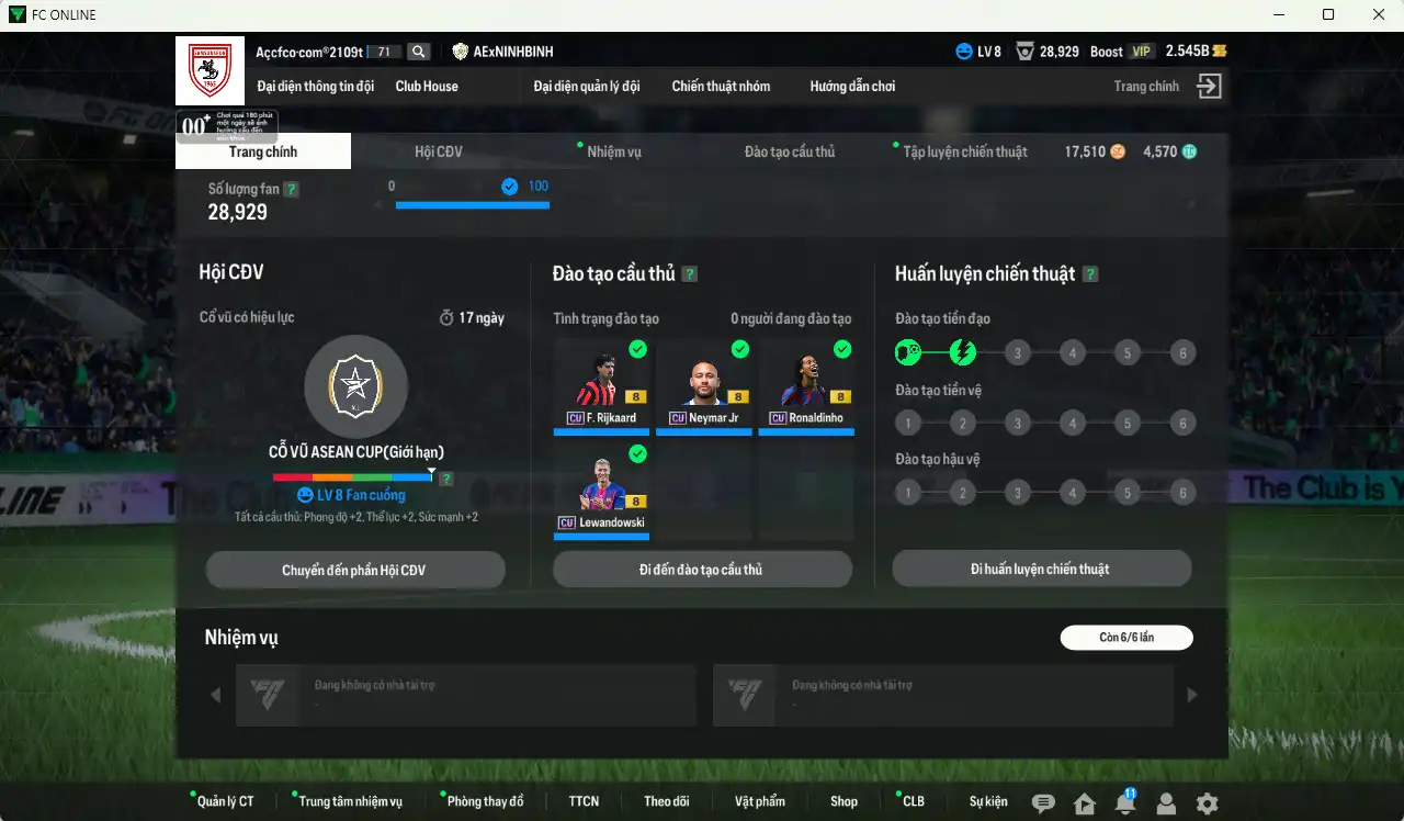 Ảnh Quang Hải IP, Hùng Dũng IP mix Full mùa CU+8 6.027b dư 2.5b có Benzema, Neymar, Beckham, Lewandowski, Ronaldinho, Maldini, Lúcio... CU+8. HLV Xịn