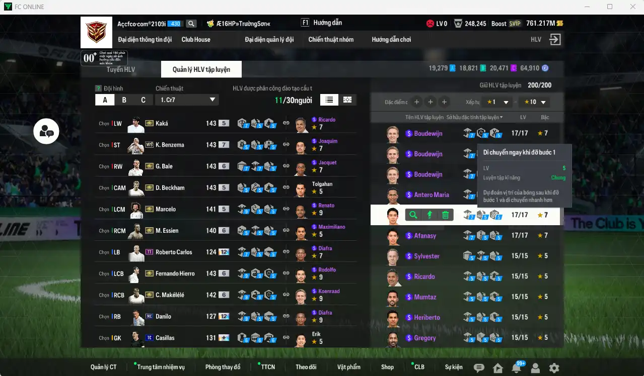 Ảnh Real Madrid 107.42b có Beckham ITM, Kaká ITM,  Bale ITM+6, Essien ITM+6, Marcelo ITM, Hierro ITM+6, Benzema WS+7, Makélélé ITM+6... Full miniface, còn thẻ  GIẢM THUẾ. HLV Xịn, gần full đào tạo chiến thuật vs chỉ số cầu thủ