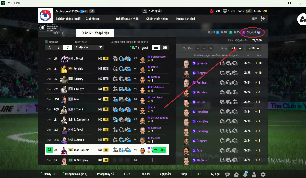 Ảnh Barcelona 51.511b dư 5,9b có Henry ITM, Araujo FAC+8, Ronaldo WG+6, Messi CU, Neymar 24TS... Full miniface. HLV Xịn, gần full đào tạo chiến thuật