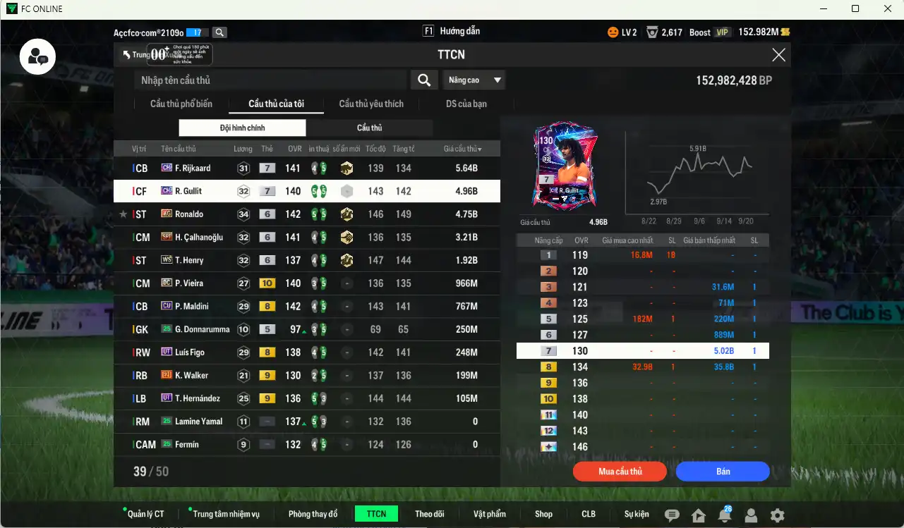 Ảnh AC Milan 23,015b có Rijkaard CH+7, Gullit CH+7, Ronaldo WG+6, Calhanoglu SPL+6, Henry WS+6, Vieira DC+10, Maldini CU... Full miniface, còn nhiều thẻ GIẢM THUẾ.