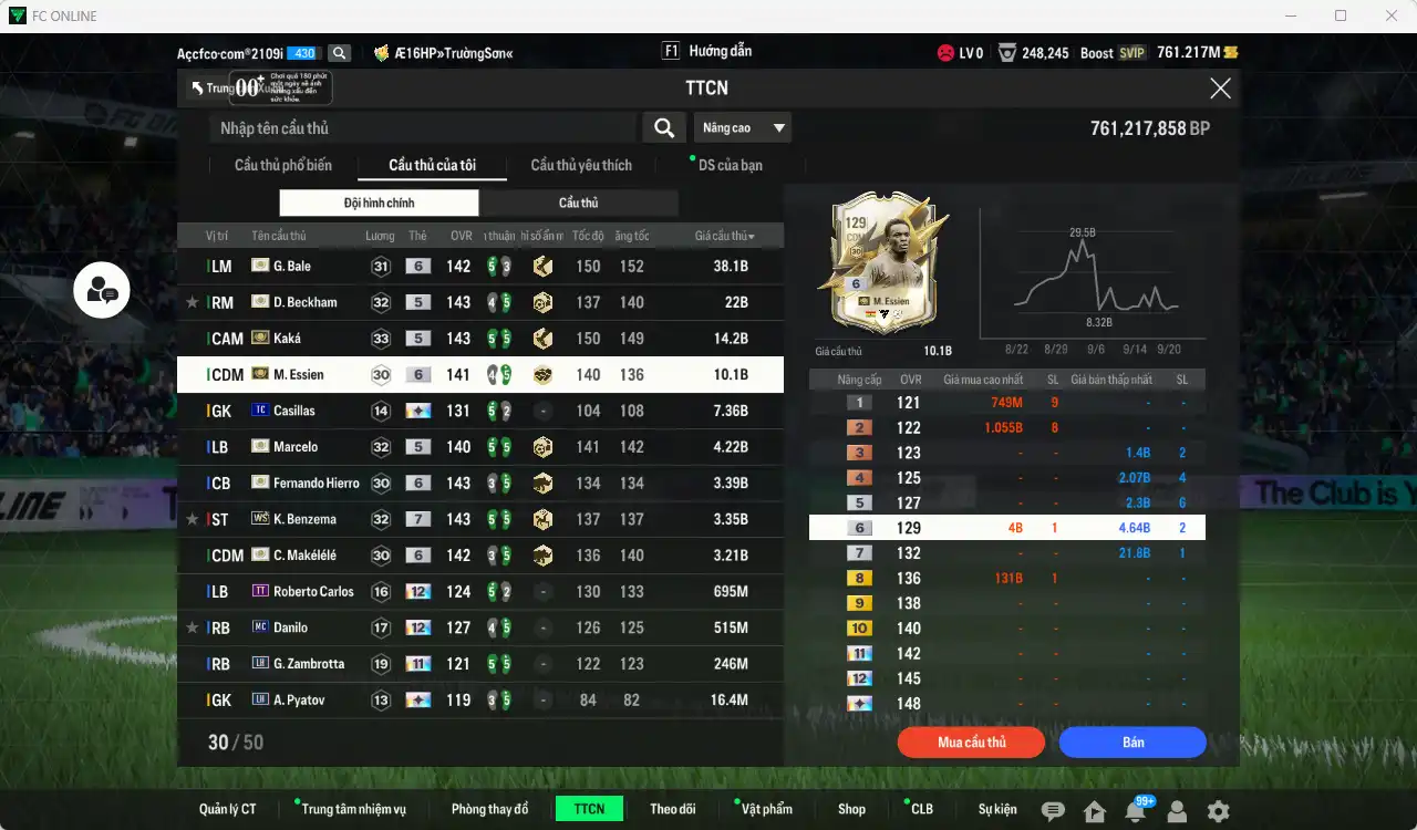 Ảnh Real Madrid 107.42b có Beckham ITM, Kaká ITM,  Bale ITM+6, Essien ITM+6, Marcelo ITM, Hierro ITM+6, Benzema WS+7, Makélélé ITM+6... Full miniface, còn thẻ  GIẢM THUẾ. HLV Xịn, gần full đào tạo chiến thuật vs chỉ số cầu thủ