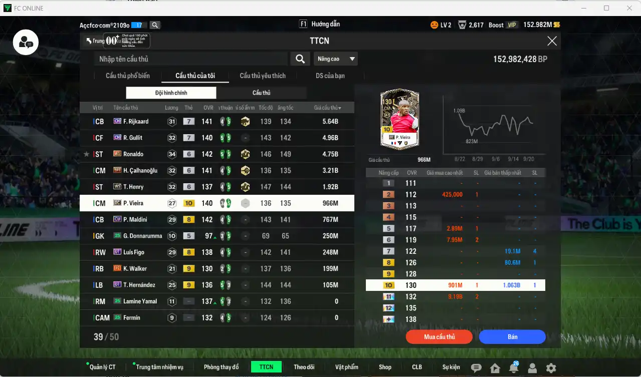 Ảnh AC Milan 23,015b có Rijkaard CH+7, Gullit CH+7, Ronaldo WG+6, Calhanoglu SPL+6, Henry WS+6, Vieira DC+10, Maldini CU... Full miniface, còn nhiều thẻ GIẢM THUẾ.