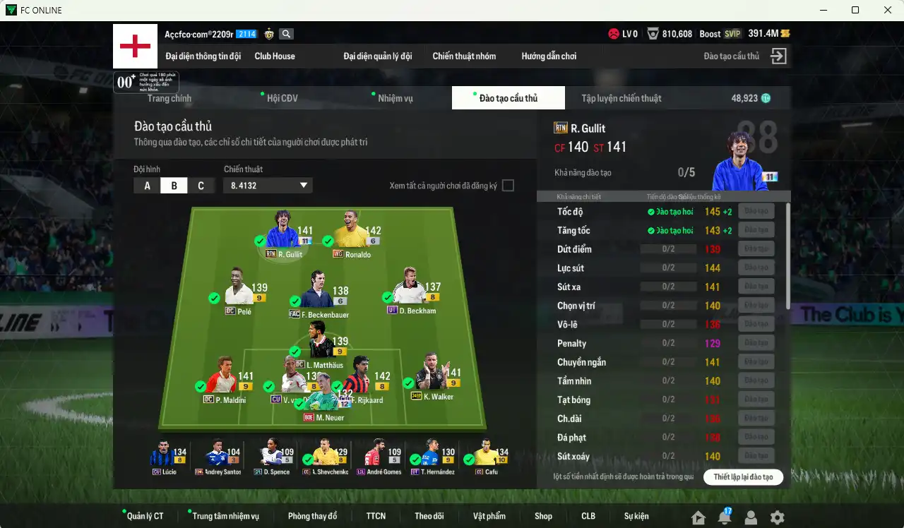 Ảnh [Tặng 350FC] Quốc Dân 20.984b có Gullit RTN+11, Ronaldo WG+6, Matthaus DC+9, Beckenbauer FAC+6, Pelé DC+9, Walker 24EP+9... Full minice, còn nhiều Coin ITM. HLV Siêu Xịn, đã full đào tạo chiến thuật lẫn chỉ số ct