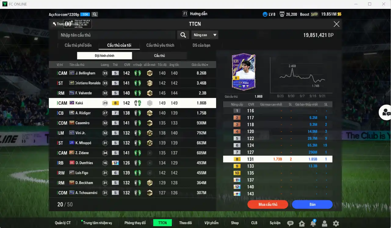 Ảnh Real Madrid 23.329b có Bellingham 26TY, CR7 WS, Valverde 26TS, Kaká CU, Rudiger FAC+7, Casemiro SPT, Vini 26TY... Full miniface. HLV Xịn
