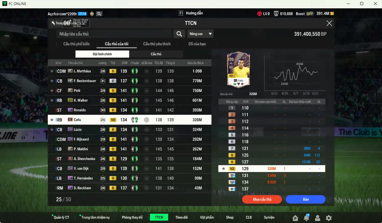 Ảnh [Tặng 350FC] Quốc Dân 20.984b có Gullit RTN+11, Ronaldo WG+6, Matthaus DC+9, Beckenbauer FAC+6, Pelé DC+9, Walker 24EP+9... Full minice, còn nhiều Coin ITM. HLV Siêu Xịn, đã full đào tạo chiến thuật lẫn chỉ số ct