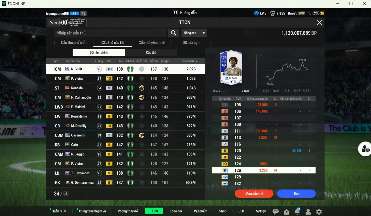 Ảnh [Tặng Quang Hải, Hùng Dũng  IP+5] AC Milan 8.389b dư 1,1b có Gullit CFA+11, Vieira DC+10,  Ronaldo WG, Calhanoglu SPT, Maldini CC+10, Ronaldinho CU, Desailly CC+10… Còn nhiều thẻ GIẢM THUẾ