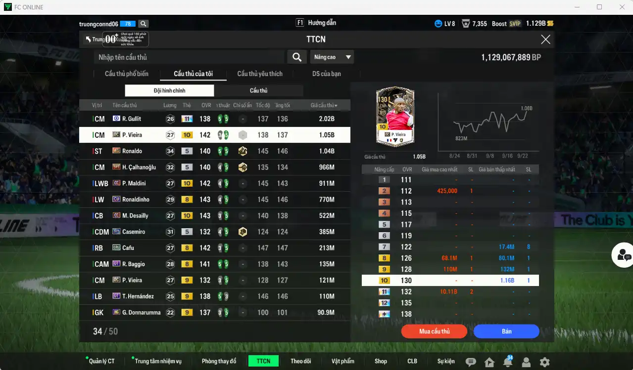 Ảnh [Tặng Quang Hải, Hùng Dũng  IP+5] AC Milan 8.389b dư 1,1b có Gullit CFA+11, Vieira DC+10,  Ronaldo WG, Calhanoglu SPT, Maldini CC+10, Ronaldinho CU, Desailly CC+10… Còn nhiều thẻ GIẢM THUẾ