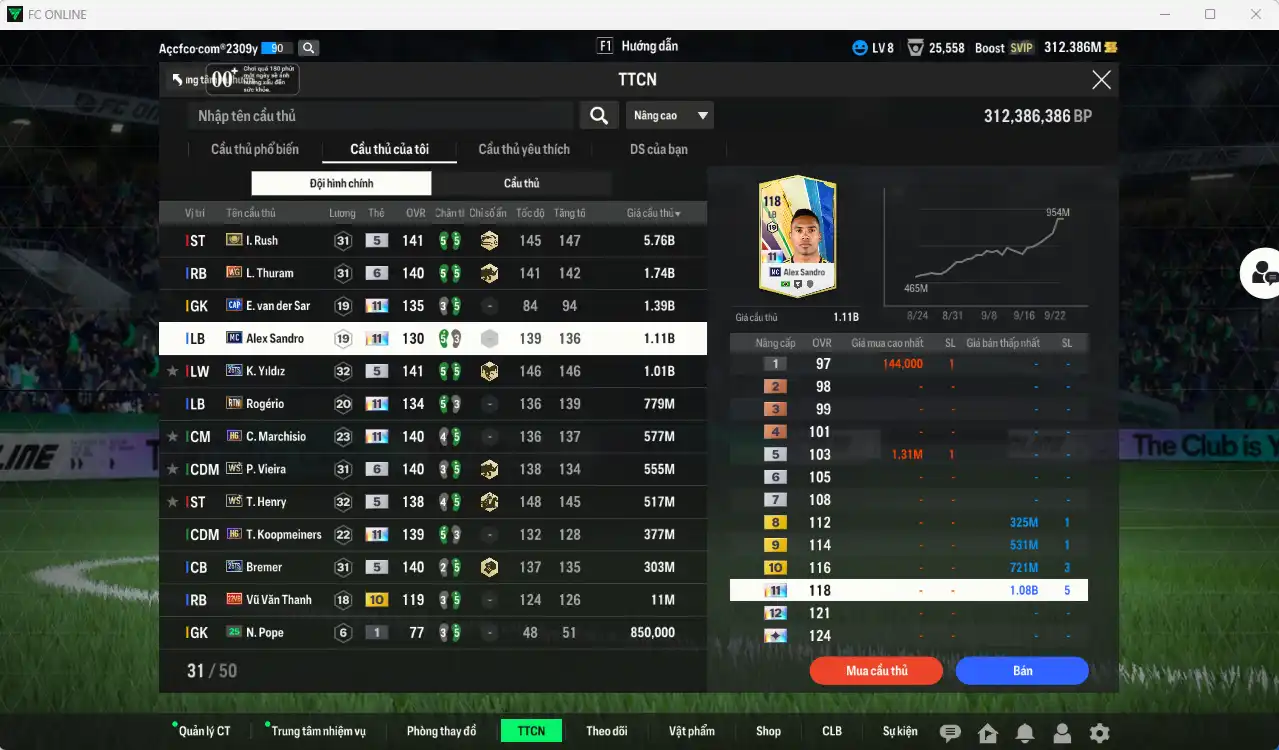 Ảnh Juventus 14.130b có Rush ITM, Thuram WG+6, VDS CAP+11, Sandro MC+11, Yildiz 26TS, Rodério RTN+11, Marchisio RTN+11…  Có thẻ đổi tên, thẻ GIẢM THUẾ. Sẵn nhiều CP vs HLV