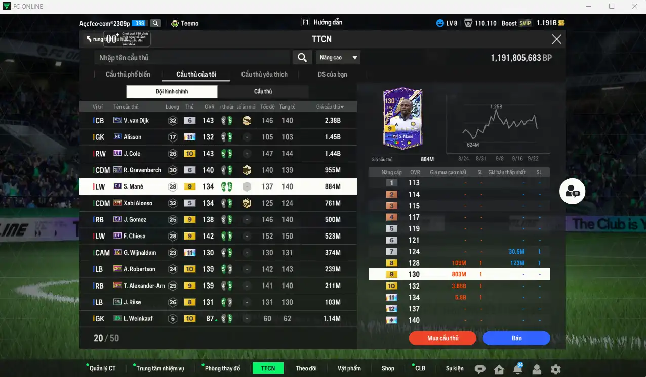 Ảnh Liverpool 36.039b dư 1.1b có Rush ITM+6, Gerrard ITM, Dalglish ITM, Suárez GRY, Isak 24EP+9, Van Dijk 26TS+6, Cole UT+10… Còn nhiều Coin ITM. HLV Xịn