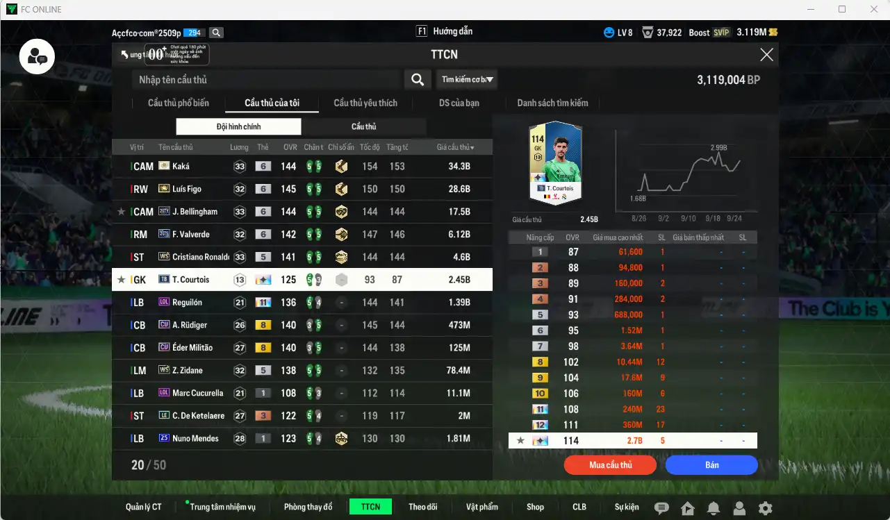 Ảnh Real Madrid 95.656b có Kaká ITM+6, Figo IT+6, Bellingham 26TY+6, Valverde 26TS+6, CR7 WS… HLV Xịn, đã full đào tạo chiến thuật vs chỉ số ct, còn nhiều CP vs TC