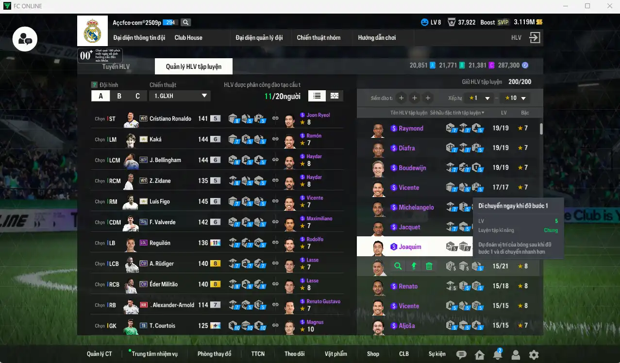 Ảnh Real Madrid 95.656b có Kaká ITM+6, Figo IT+6, Bellingham 26TY+6, Valverde 26TS+6, CR7 WS… HLV Xịn, đã full đào tạo chiến thuật vs chỉ số ct, còn nhiều CP vs TC