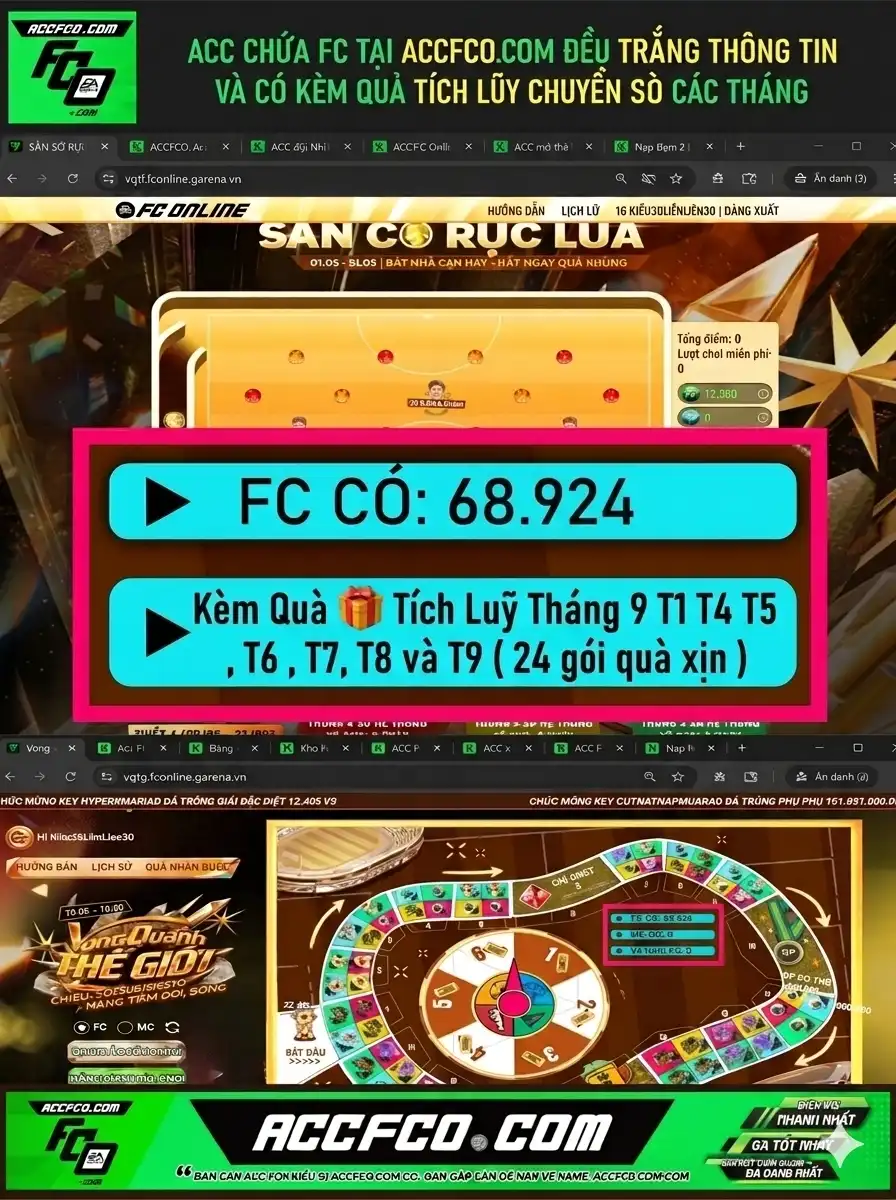 [CTV] ACC chứa 68.904 FC trắng thông tin, Quà 🎁 Tích Luỹ Tháng 9 T1 T4 T5 T6 , T7, T8 và T9 ( 24 gói )