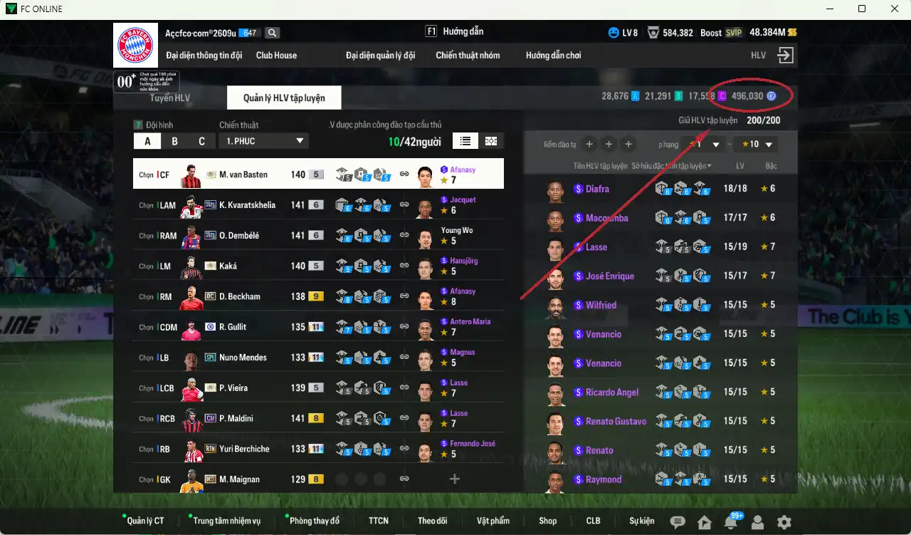 Ảnh AC Milan mix Quốc dân 90.644b có Van Basten ITM, Kaká ITM, Vieira ITM, Dembélé 26TS+6, Kvaratskhelia 26TS+6, Gullit CFA+11, Hùng Dũng IP… Full miniface, còn nhiều thẻ GIẢM THUẾ. HLV Xịn, đã full đào tạo chiến thuật, dư rất nhiều CP vs TC