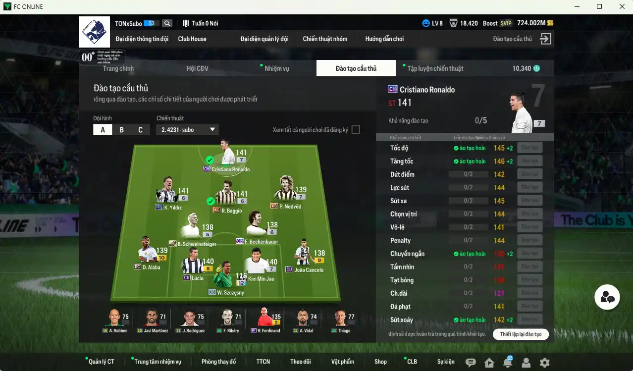 Ảnh Juventus 30.326b có CR7 CH+7, Kim Min Jae WS+7, Schweinsteiger ITM, Yildiz 26TS+6, Baggio WG+6, Nedved WG+7, Beckenbauer CH+6… Còn thẻ GIẢM THUẾ, Full miniface
