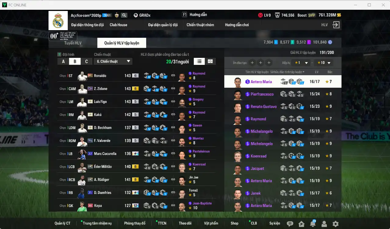 Ảnh Real Madrid 131.712b có Beckham ITM, Figo ITM, Kaká ITM, Rudiger FAC, Militao FAC, Bellingham 26TY, Cucurella 22UCL+13, Dumfries 21UCL+11, Theo LOL+11…  Full miniface, còn rất nhiều thẻ GIẢM THUẾ. HLV Siêu Xịn, dư nhiều CP, đã full đào tạo chiến thuật lẫn chỉ số ct