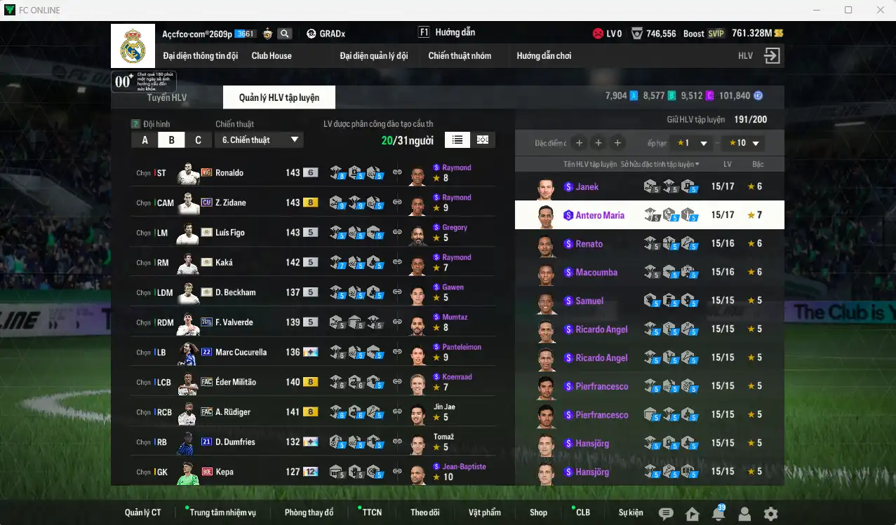 Ảnh Real Madrid 131.712b có Beckham ITM, Figo ITM, Kaká ITM, Rudiger FAC, Militao FAC, Bellingham 26TY, Cucurella 22UCL+13, Dumfries 21UCL+11, Theo LOL+11…  Full miniface, còn rất nhiều thẻ GIẢM THUẾ. HLV Siêu Xịn, dư nhiều CP, đã full đào tạo chiến thuật lẫn chỉ số ct