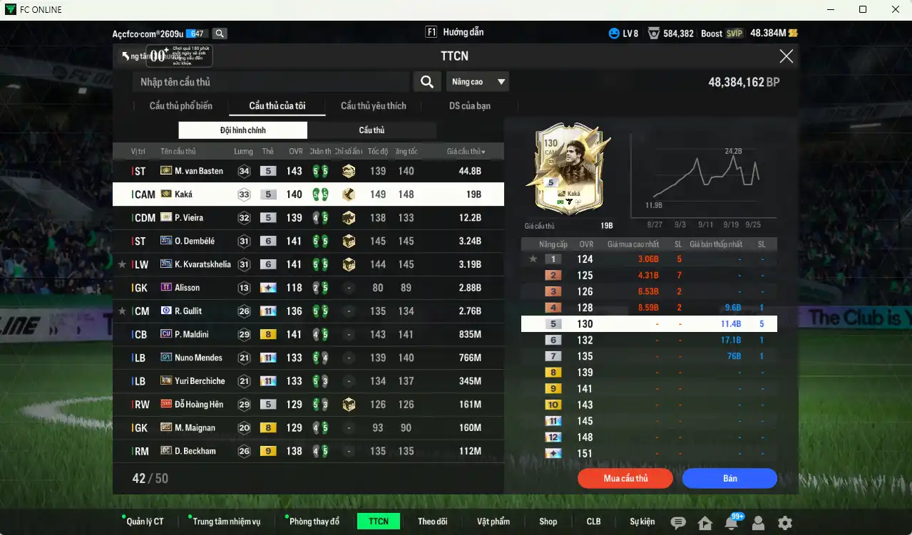 Ảnh AC Milan mix Quốc dân 90.644b có Van Basten ITM, Kaká ITM, Vieira ITM, Dembélé 26TS+6, Kvaratskhelia 26TS+6, Gullit CFA+11, Hùng Dũng IP… Full miniface, còn nhiều thẻ GIẢM THUẾ. HLV Xịn, đã full đào tạo chiến thuật, dư rất nhiều CP vs TC