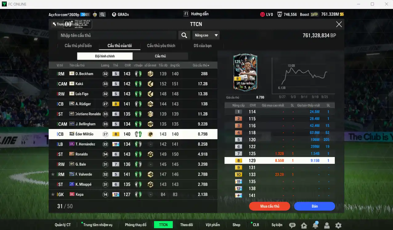 Ảnh Real Madrid 131.712b có Beckham ITM, Figo ITM, Kaká ITM, Rudiger FAC, Militao FAC, Bellingham 26TY, Cucurella 22UCL+13, Dumfries 21UCL+11, Theo LOL+11…  Full miniface, còn rất nhiều thẻ GIẢM THUẾ. HLV Siêu Xịn, dư nhiều CP, đã full đào tạo chiến thuật lẫn chỉ số ct