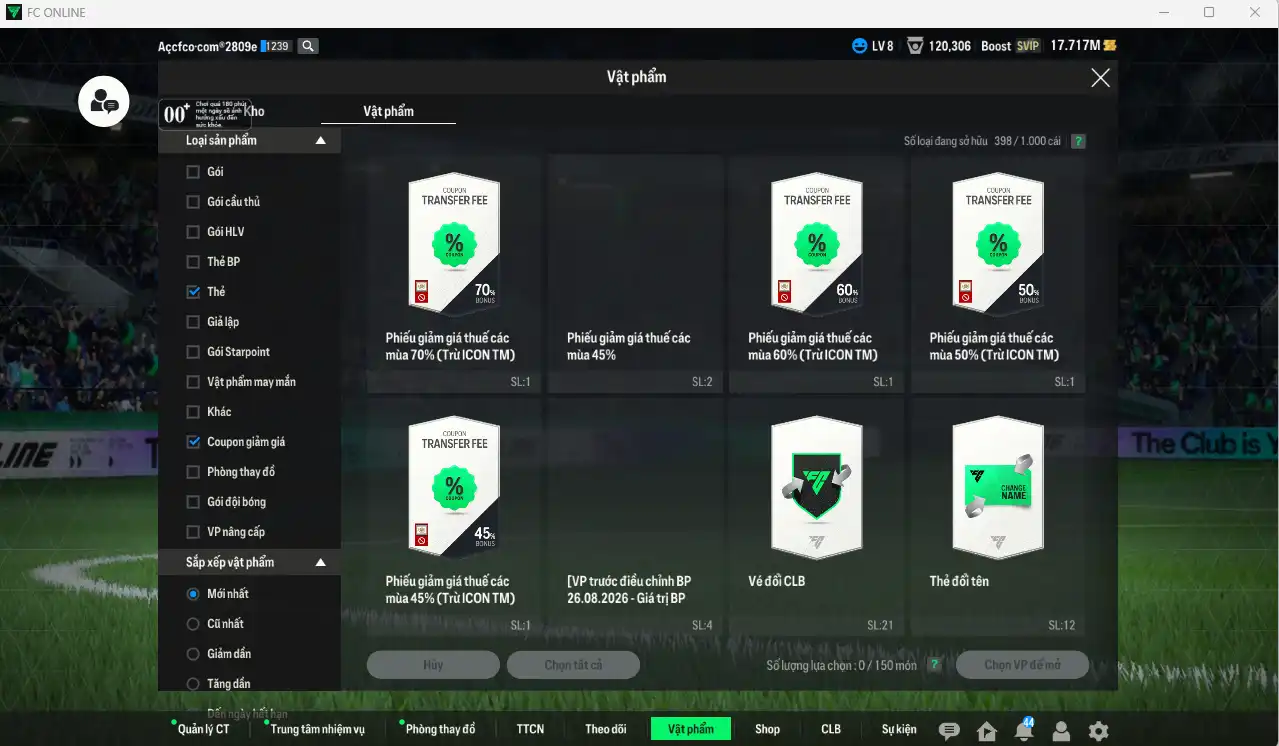 Ảnh Team ITM+7 (2 CSV) 67.418b có Sócrates ITM+7, Riquelme ITM+7, Bierhoff ITM+7, Okocha ITM+7, Touré ITM+6, Puyol ITM+5, Zambrotta ITM+5, Hùng Dũng IP… Full miniface, còn rất nhiều thẻ GIẢM THUẾ vs SVIP, HLV Xịn, đã full đào tạo, dư nhiều CP và TC