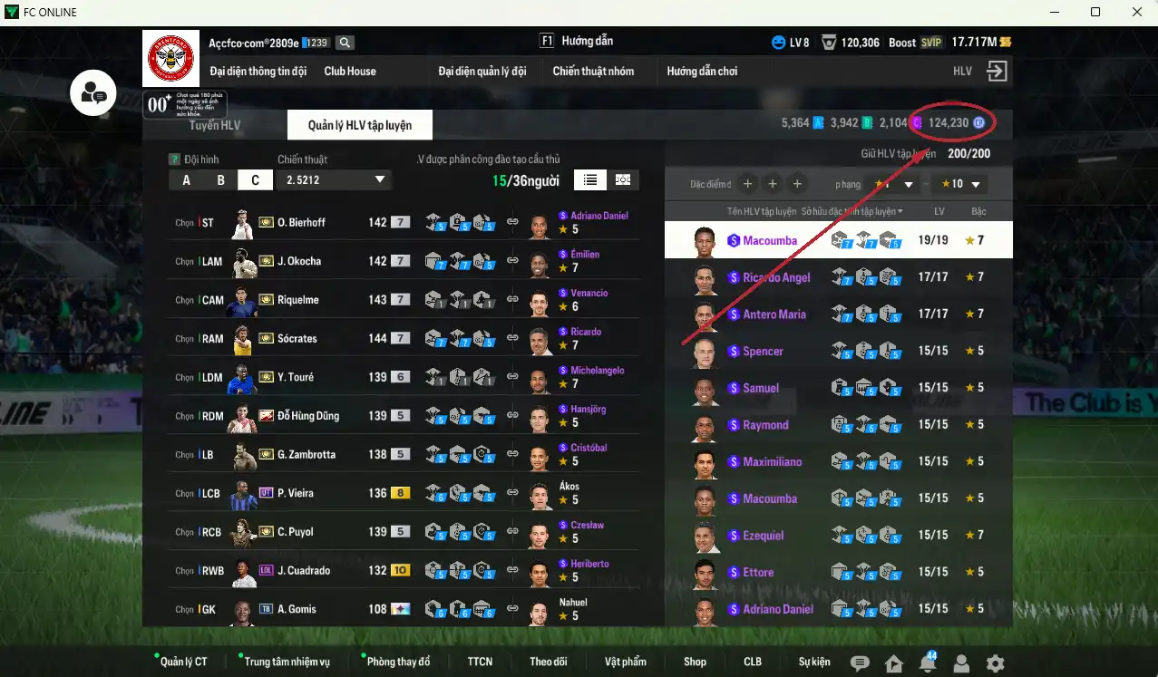 Ảnh Team ITM+7 (2 CSV) 67.418b có Sócrates ITM+7, Riquelme ITM+7, Bierhoff ITM+7, Okocha ITM+7, Touré ITM+6, Puyol ITM+5, Zambrotta ITM+5, Hùng Dũng IP… Full miniface, còn rất nhiều thẻ GIẢM THUẾ vs SVIP, HLV Xịn, đã full đào tạo, dư nhiều CP và TC