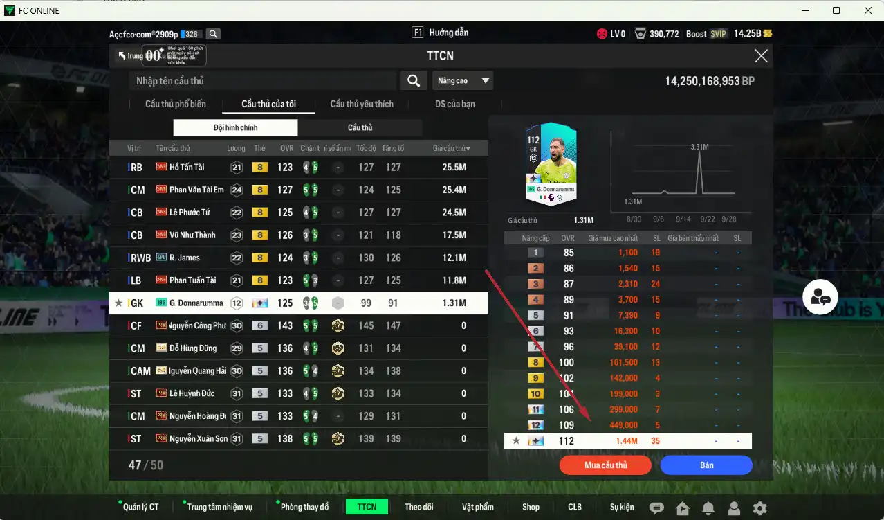 Ảnh Full mùa ITM+5 201.515b dư 14.2b có Sheva, Maldini, Kaká, Eto, Baggio, Torres, Ronaldinho, Vieira, Nesta, Desailly, Essien, Zola… ITM+5  vs Hùng Dũng, Quang Hải IP. Còn rất nhiều thẻ GIẢM THUẾ. HLV Siêu Xịn, đã full đào tạo chiến thuật lẫn chỉ số ct, dư nhiều CP
