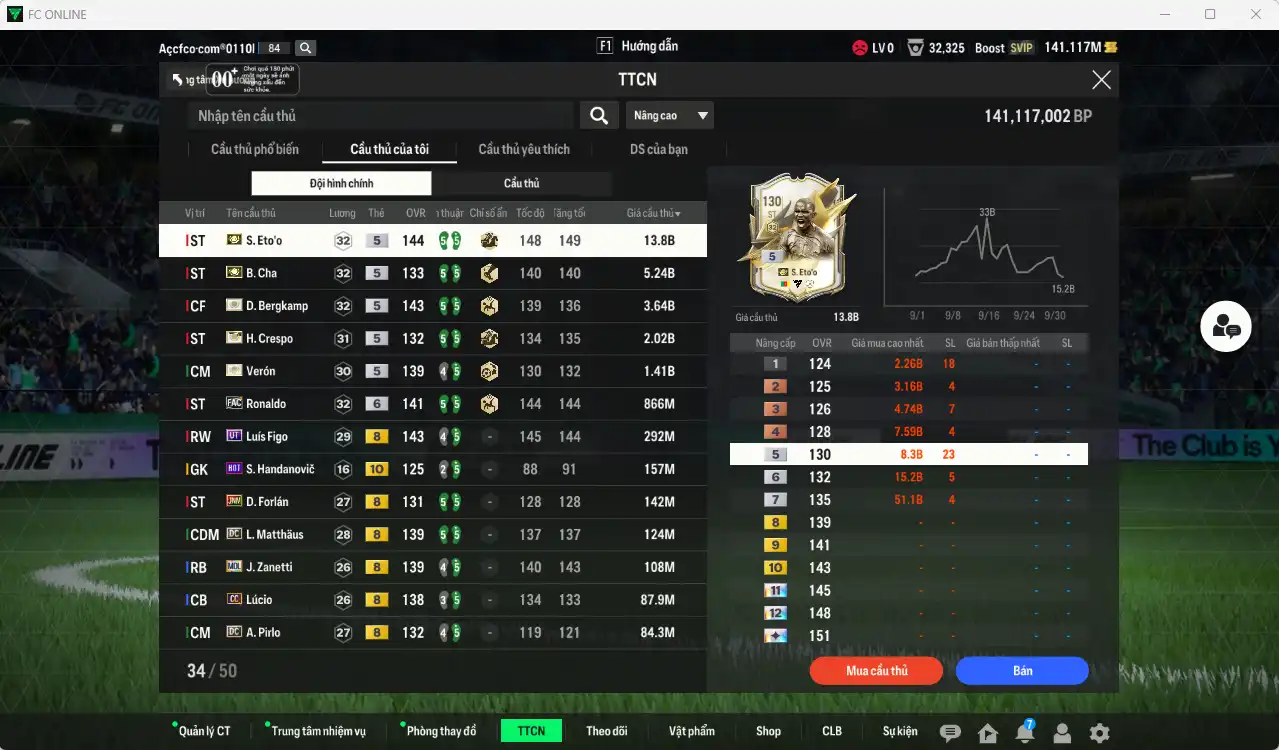 Ảnh Inter Milan 28.296b có Eto ITM, Bergkamp ITM, Crespo ITM, B. Cha ITM, Verón ITM, Ronaldo FAC+6… Còn thẻ GIẢM THUẾ. HLV Xịn, còn TC đủ đào tạo full chỉ số ct
