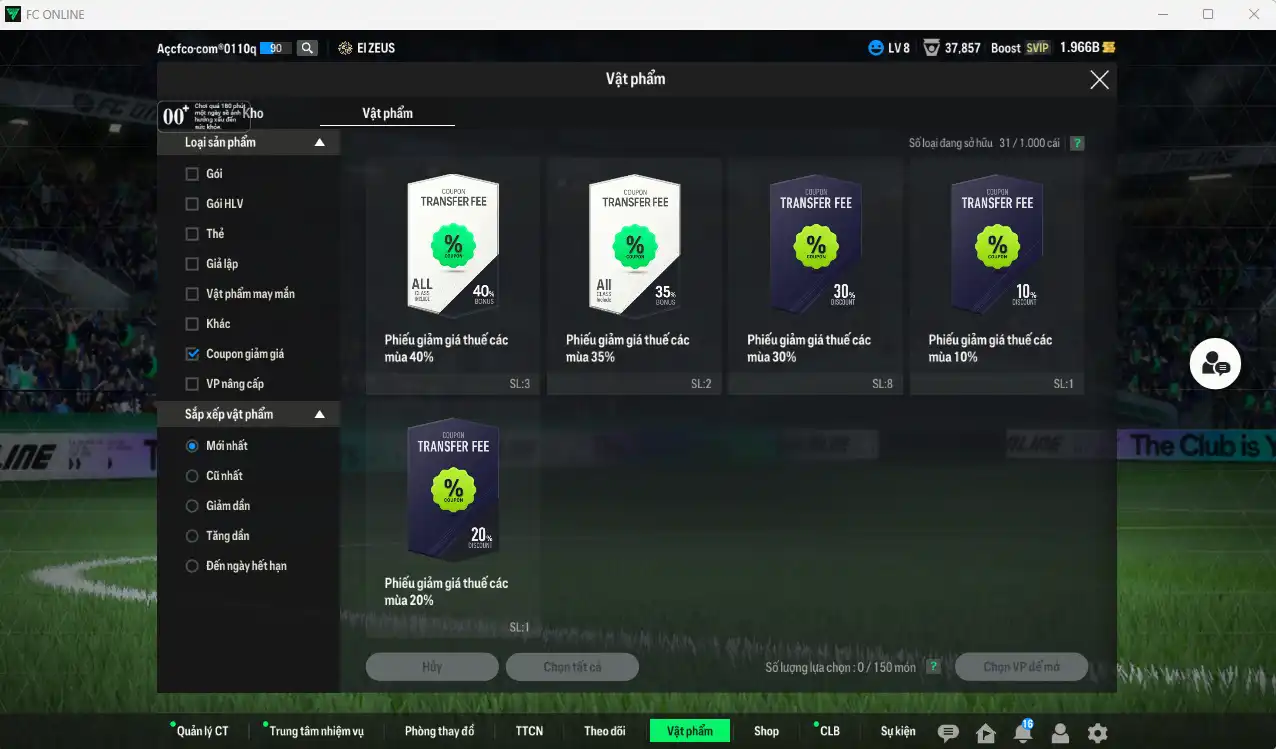 Ảnh Full mùa 26TS+5 dư 1,9b có Saliba, Dembélé, CR7, Kimmich, Van Dijk, Casemiro, Cherki, Enzo… Còn nhiều thẻ GIẢM THUẾ. HLV Xịn, đã đào tạo chỉ số nhiều ct