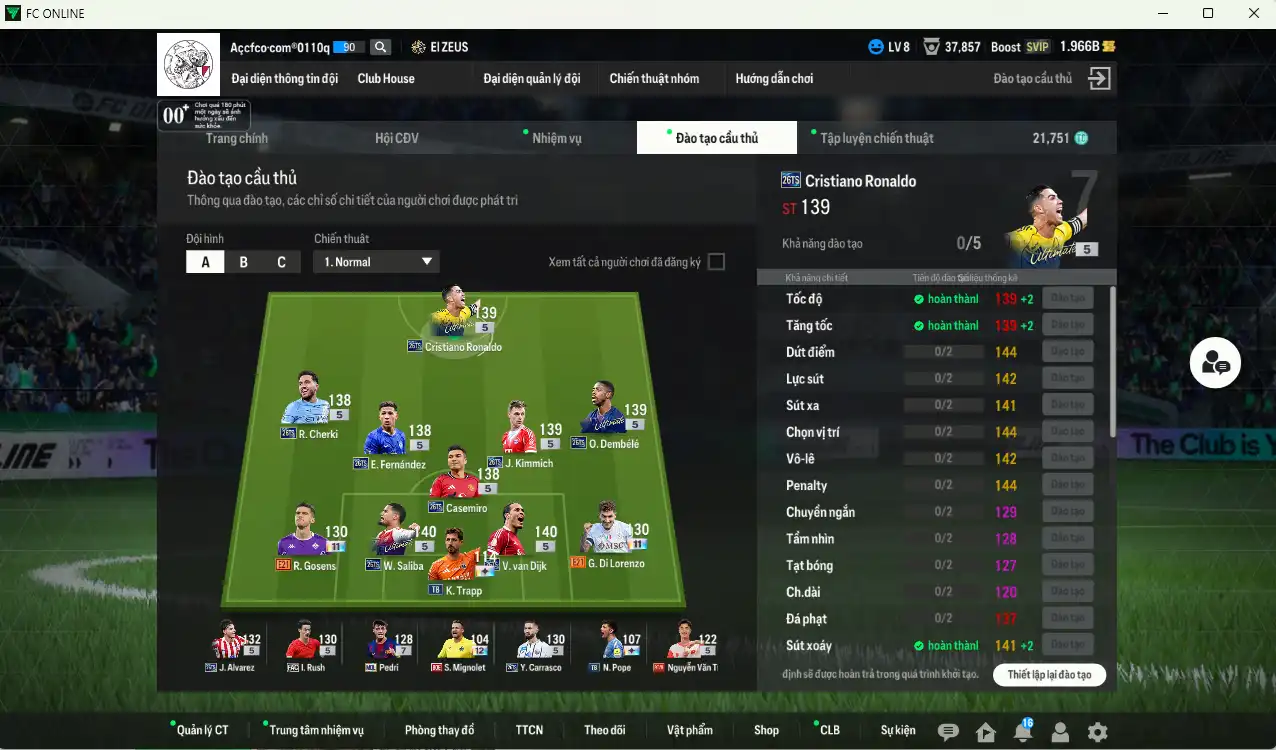 Ảnh Full mùa 26TS+5 dư 1,9b có Saliba, Dembélé, CR7, Kimmich, Van Dijk, Casemiro, Cherki, Enzo… Còn nhiều thẻ GIẢM THUẾ. HLV Xịn, đã đào tạo chỉ số nhiều ct