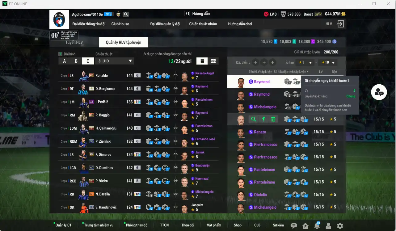 Ảnh Inter Milan 31.275b có Bergkamp ITM+6, Ronaldo WG+6, Dumfries 26TY+6, Calhanoglu SPT+6, Baggio WG+6, Zielinski 26GS+6, Vieira SPL+5… Full miniface, còn nhiều thẻ GIẢM THUẾ. HLV Xịn, đã full đào tạo chiến thuật vs chỉ số cầu thủ, còn nhiều CP