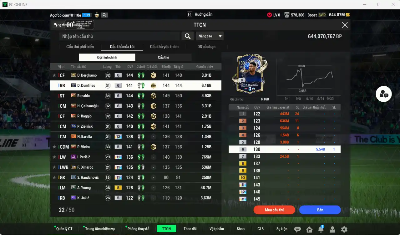 Ảnh Inter Milan 31.275b có Bergkamp ITM+6, Ronaldo WG+6, Dumfries 26TY+6, Calhanoglu SPT+6, Baggio WG+6, Zielinski 26GS+6, Vieira SPL+5… Full miniface, còn nhiều thẻ GIẢM THUẾ. HLV Xịn, đã full đào tạo chiến thuật vs chỉ số cầu thủ, còn nhiều CP