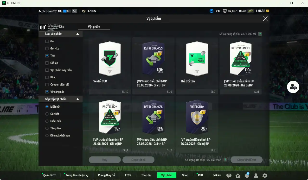 Ảnh Full mùa 26TS+5 dư 1,9b có Saliba, Dembélé, CR7, Kimmich, Van Dijk, Casemiro, Cherki, Enzo… Còn nhiều thẻ GIẢM THUẾ. HLV Xịn, đã đào tạo chỉ số nhiều ct