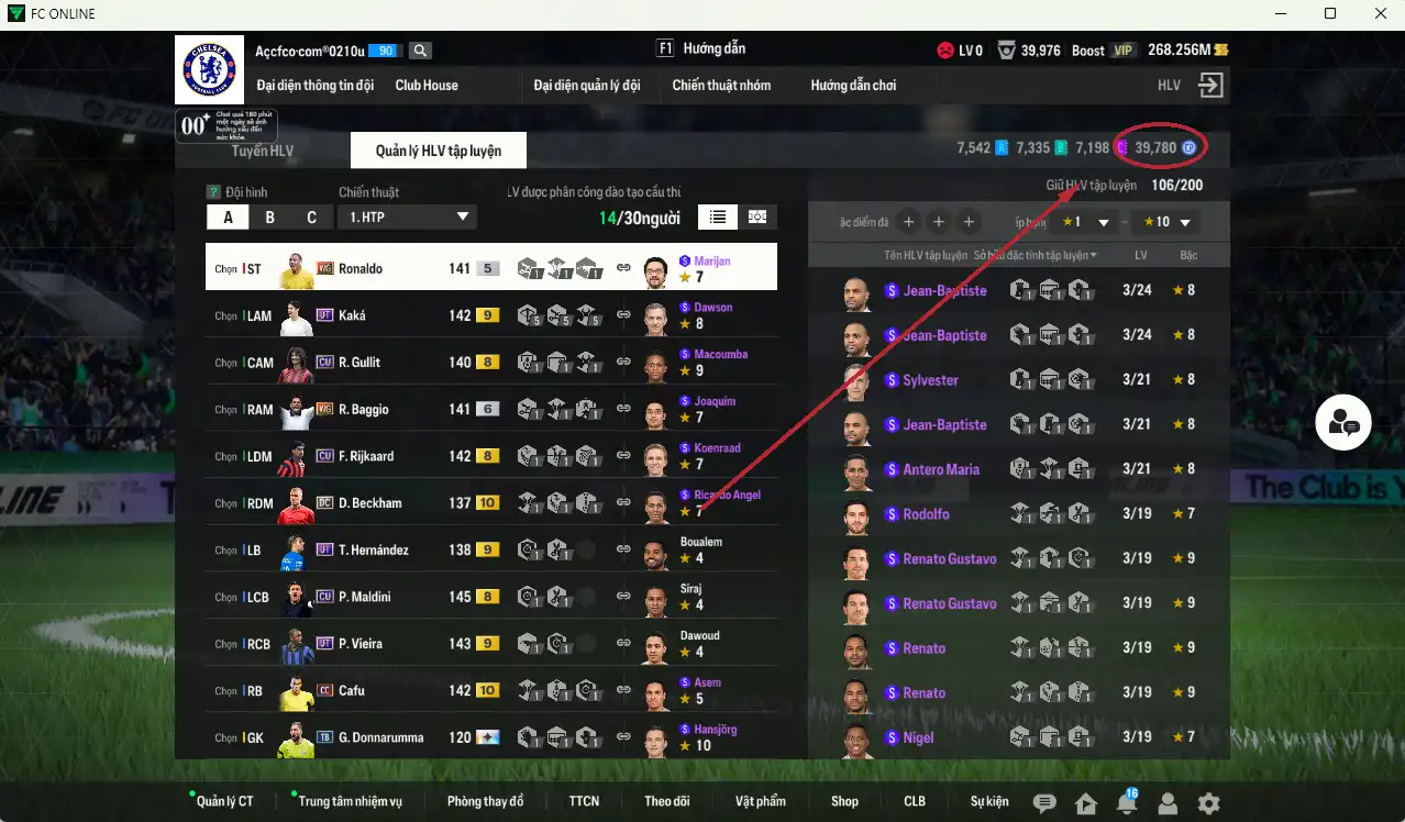 Ảnh AC Milan 9.598b có Baggio WG+6, Ronaldo WG, Donnarumma TB+13, Beckham DC+10, Vieira UT+9, Maldini CU, Kaká UT+9, Ronaldinho KNM+9… Còn thẻ GIẢM THUẾ.