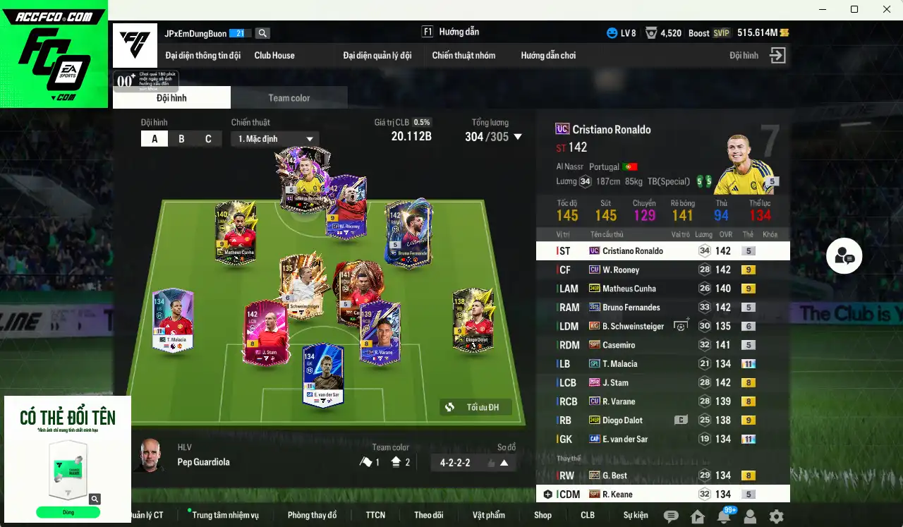 Man Utd. 20.112b có CR7 UC, Bruno 26TS, Rooney CU+9, Stam 25HR, VDS CAP+11, Casemiro SPT, Varane CU…