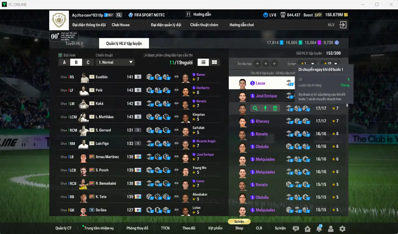 Ảnh Full mùa ITM 126.835b có Kaká+6, Pelé, Matthaus, Eusébio, Figo+1, Gerrard+1… Ful miniface, còn nhiều thẻ GIẢM THUẾ. HLV Siêu Xịn, đã full đào tạo chiến thuật lẫn chỉ số cầu thủ