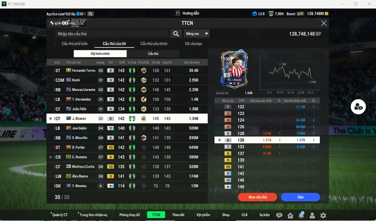 Ảnh Atlético Madrid 52.450b đầu tàu Torres ITM+6 vs Rodri UC+6, Llorente 26TS+6, Theo SPL+6, Félix 26TS+6, Alvarez 26TS+6… Còn thẻ GIẢM THUẾ