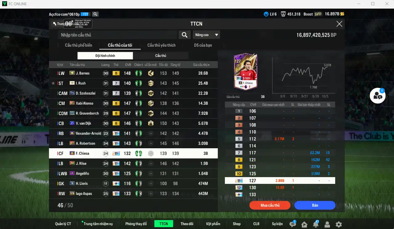 Ảnh Liverpool mid-end 404.650b dư 16b có Barnes ITM+8, Torres ITM+7, Gerrard ITM+7, Rush ITM+7, Dalglish ITM+7, Gravenberch 25TS+8, Szoboszlai 26TS+7, Alonso WG+8, Van Dijk 25UCL+8… Full miniface, còn nhiều thẻ GIẢM THUẾ. HLV Siêu Xịn, đã full đào tạo chiến thuật lẫn chỉ số cầu thủ, dư nhiều CP (VIP KC Tháng 10)