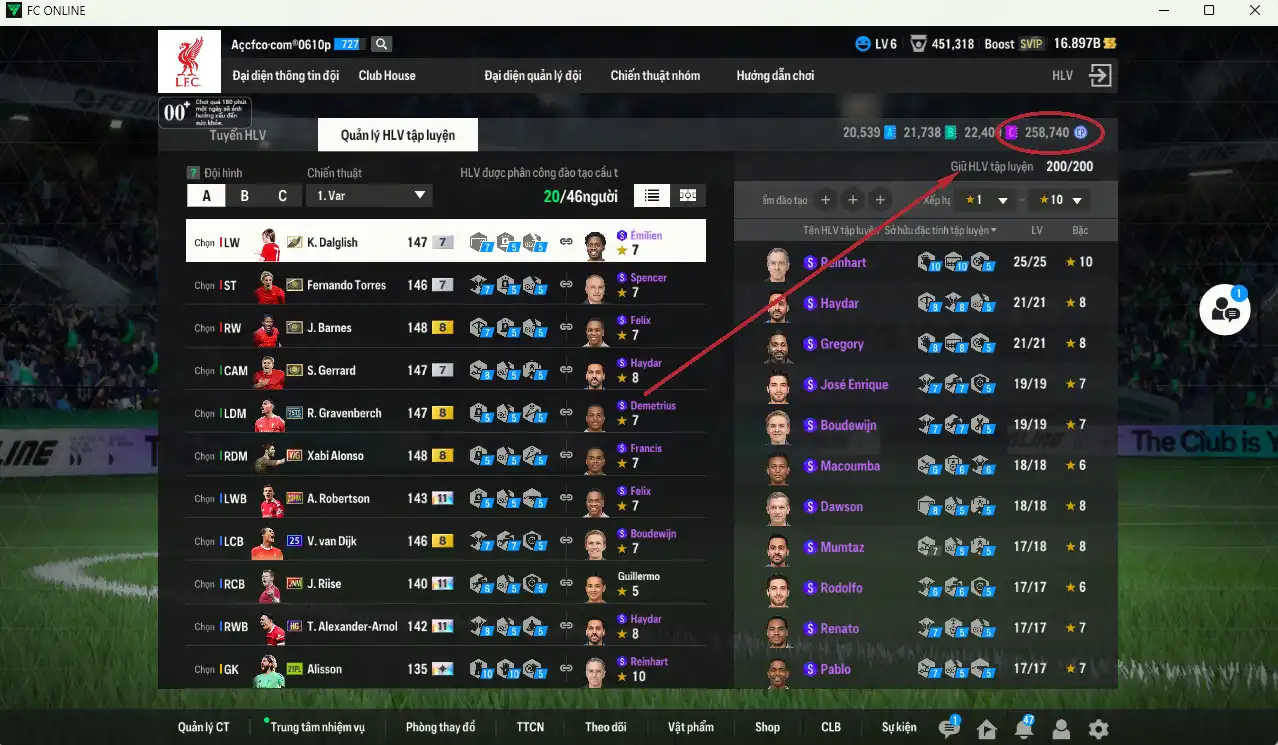Ảnh Liverpool mid-end 404.650b dư 16b có Barnes ITM+8, Torres ITM+7, Gerrard ITM+7, Rush ITM+7, Dalglish ITM+7, Gravenberch 25TS+8, Szoboszlai 26TS+7, Alonso WG+8, Van Dijk 25UCL+8… Full miniface, còn nhiều thẻ GIẢM THUẾ. HLV Siêu Xịn, đã full đào tạo chiến thuật lẫn chỉ số cầu thủ, dư nhiều CP (VIP KC Tháng 10)