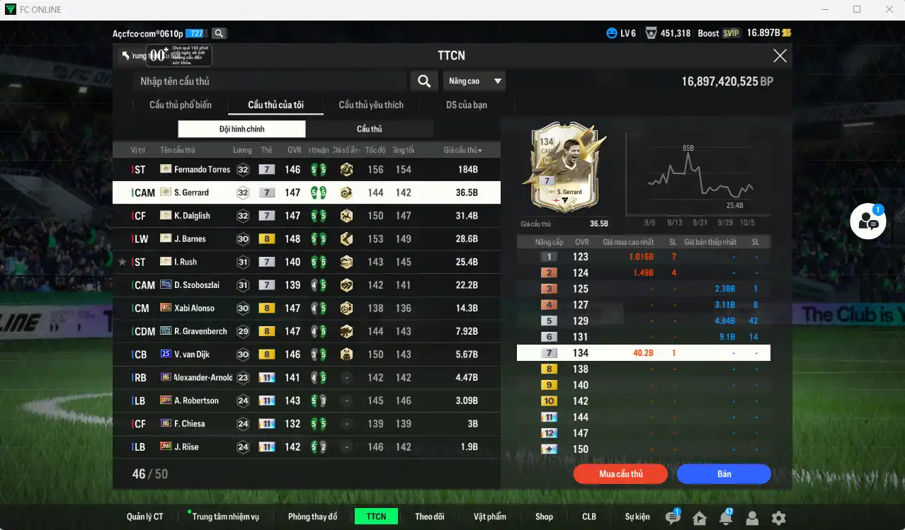 Ảnh Liverpool mid-end 404.650b dư 16b có Barnes ITM+8, Torres ITM+7, Gerrard ITM+7, Rush ITM+7, Dalglish ITM+7, Gravenberch 25TS+8, Szoboszlai 26TS+7, Alonso WG+8, Van Dijk 25UCL+8… Full miniface, còn nhiều thẻ GIẢM THUẾ. HLV Siêu Xịn, đã full đào tạo chiến thuật lẫn chỉ số cầu thủ, dư nhiều CP (VIP KC Tháng 10)