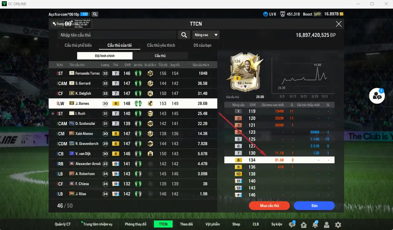 Ảnh Liverpool mid-end 404.650b dư 16b có Barnes ITM+8, Torres ITM+7, Gerrard ITM+7, Rush ITM+7, Dalglish ITM+7, Gravenberch 25TS+8, Szoboszlai 26TS+7, Alonso WG+8, Van Dijk 25UCL+8… Full miniface, còn nhiều thẻ GIẢM THUẾ. HLV Siêu Xịn, đã full đào tạo chiến thuật lẫn chỉ số cầu thủ, dư nhiều CP (VIP KC Tháng 10)