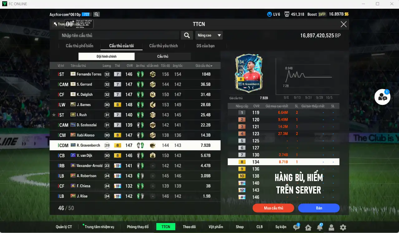 Ảnh Liverpool mid-end 404.650b dư 16b có Barnes ITM+8, Torres ITM+7, Gerrard ITM+7, Rush ITM+7, Dalglish ITM+7, Gravenberch 25TS+8, Szoboszlai 26TS+7, Alonso WG+8, Van Dijk 25UCL+8… Full miniface, còn nhiều thẻ GIẢM THUẾ. HLV Siêu Xịn, đã full đào tạo chiến thuật lẫn chỉ số cầu thủ, dư nhiều CP (VIP KC Tháng 10)