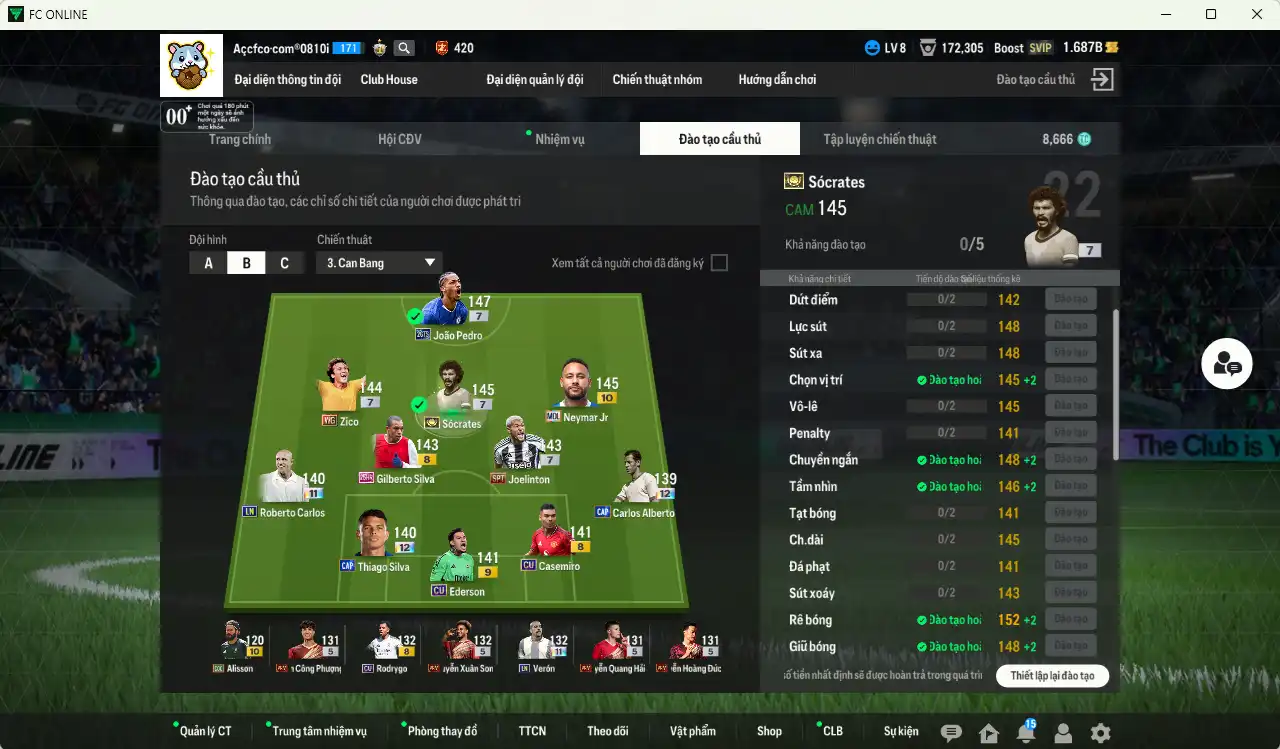 Ảnh Brazil 55.347b có João Pedro 26TS+7, Sócrates ITM+7, Zico WG+7, Joelinton SPT+7, Thiago Silva CAP+12, Neymar MDL+10, Carlos LN+11, Alberto CAP+12… Còn thẻ GIẢM THUẾ. HLV Xịn, đã full đào tạo chiến thuật