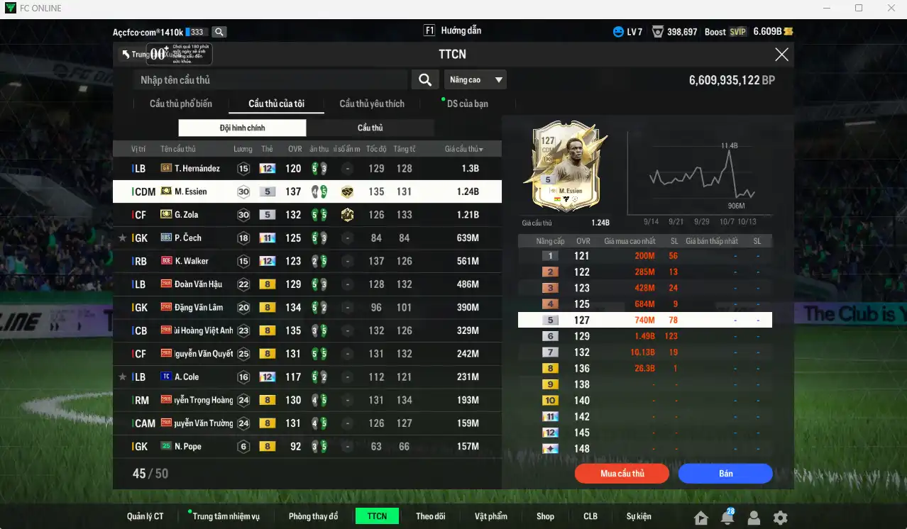 Ảnh AC Milan mùa ITM+5 221.725b có Sheva, Maldini, Kaká, Baggio, Ronaldinho, Eto, Torres, Vieira, Nesta, Desailly, Essien, Zol… vs Team phụ VN PRM vs IP. Full miniface, còn thẻ GIẢM THUẾ. HLV Siêu Xịn, đã full đào tạo chiến thuật vs chỉ số cầu thủ