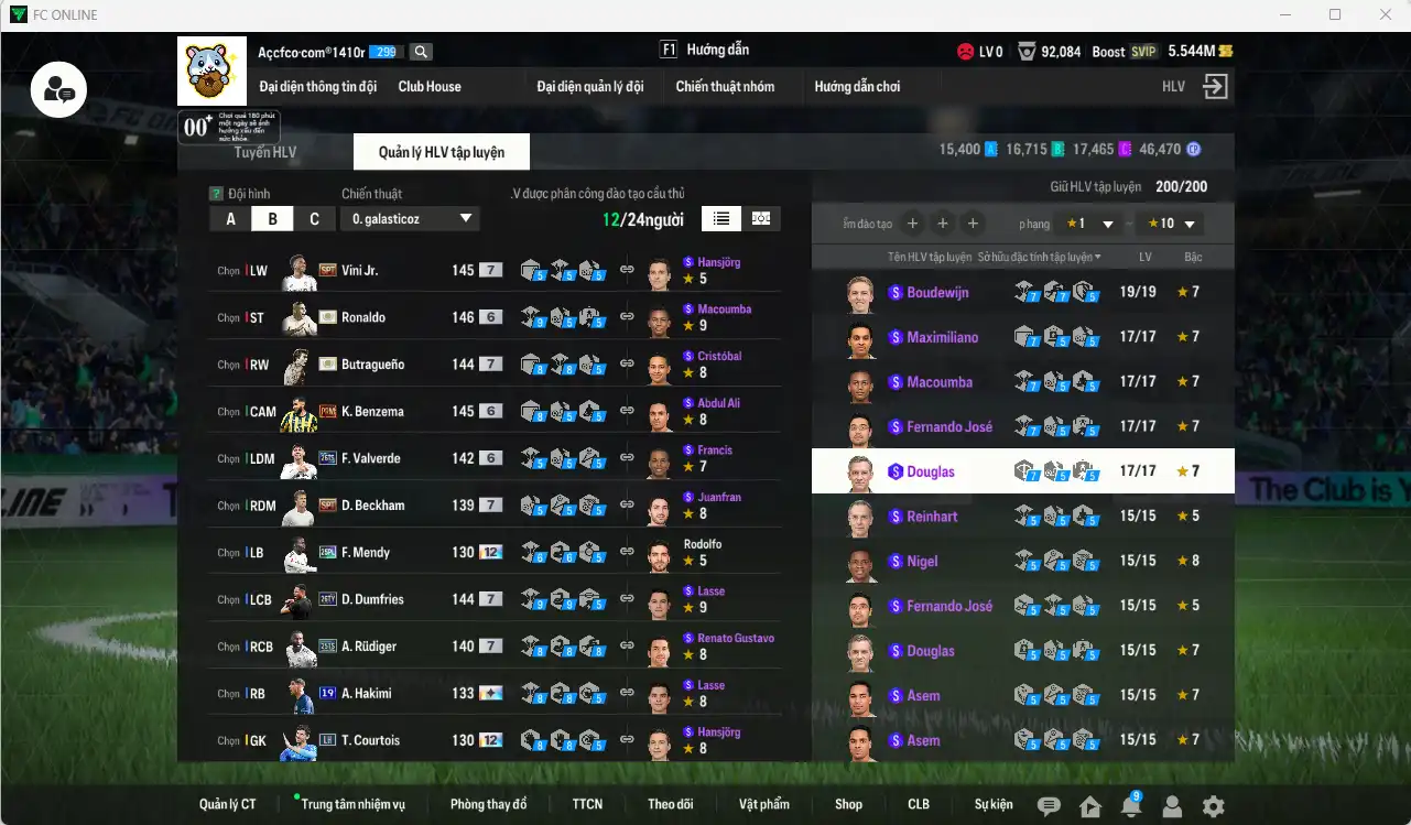 Ảnh Real Madrid 468.949b có Ronaldo ITM+6, Benzema PRM+6, Dumfries 26TY+7, Butragueno ITM+7, Vini SPT+7, Beckham SPT+7, Valverde 26TS+6…  Còn nhiều thẻ GIẢM THUẾ và coin ITM. HLV Xịn, đã full đào tạo chiến thuật vs chỉ số ct