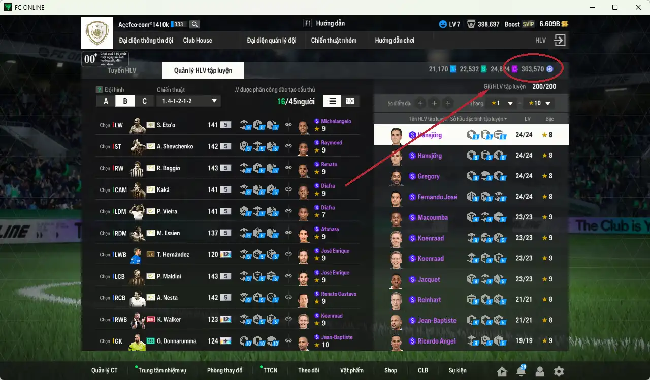 Ảnh AC Milan mùa ITM+5 221.725b có Sheva, Maldini, Kaká, Baggio, Ronaldinho, Eto, Torres, Vieira, Nesta, Desailly, Essien, Zol… vs Team phụ VN PRM vs IP. Full miniface, còn thẻ GIẢM THUẾ. HLV Siêu Xịn, đã full đào tạo chiến thuật vs chỉ số cầu thủ