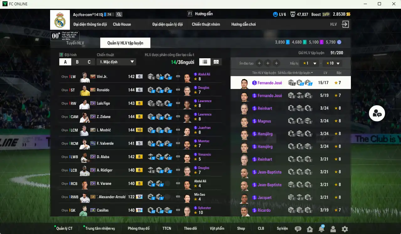 Ảnh Real Madrid 13.886b dư 2,8b có Ronaldo WG+6, Vini SPT+6, Valverde 26TS+6, Zidane CU, Casillas LN+11, Modric DC+10… HLV Xịn