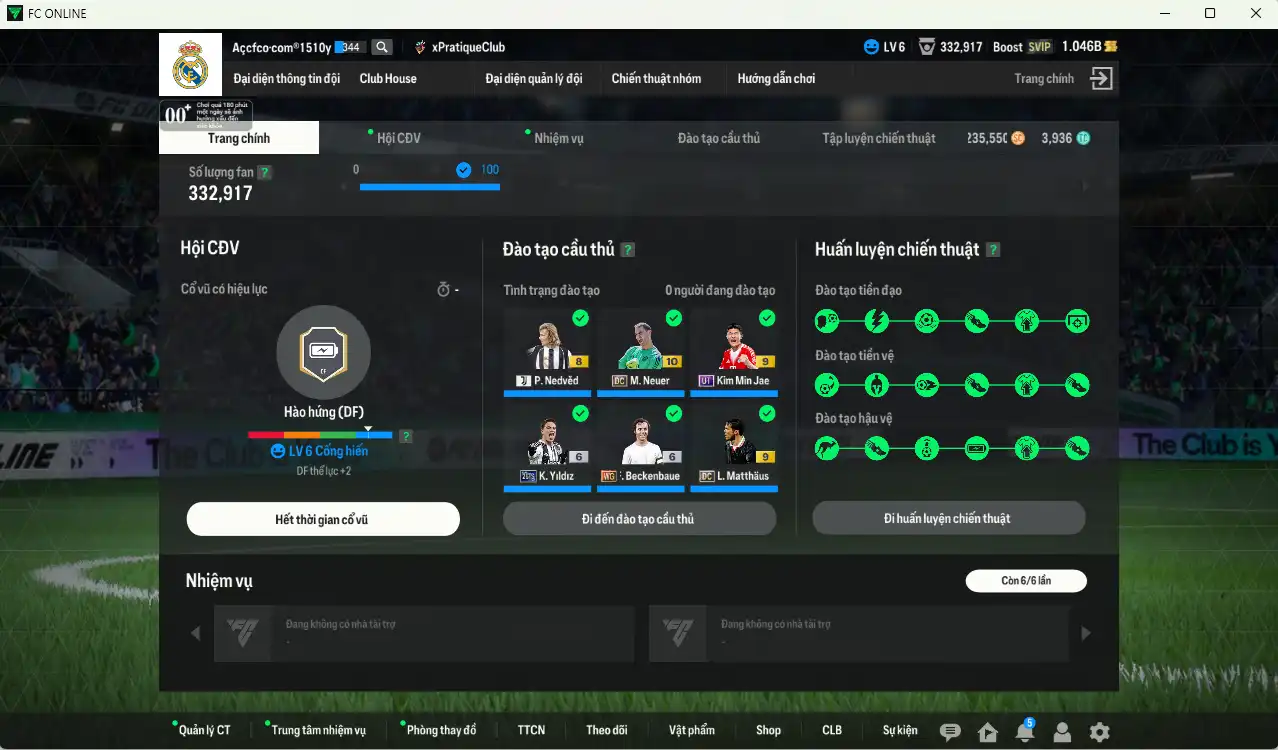 Ảnh Quốc Dân 20.840b dư 1b có CR6 WS+6, Yildiz 26TS+6, Beckenbauer WG+6, Matthaus DC+9, Kane DC+10, Rogério HW+11… Còn nhiều thẻ GIẢM THUẾ. HLV Xịn, dư nhiều CP, đã full đào tạo chiến thuật vs chỉ số ct
