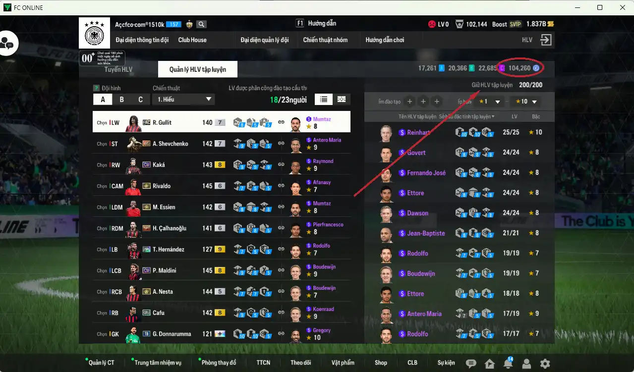 Ảnh AC Milan 57.687b dư 1,8b có Rivaldo ITM+6, Nesta ITM, Pirlo ITM, Sheva WG+7, Essien ITM+6, Gullit FAC+7, Calhanoglu SPT+6… Full miniface, còn thẻ GIẢM THUẾ. HLV Xịn, dư nhiều CP, đã full đào tạo chiến thuật vs chỉ số ct