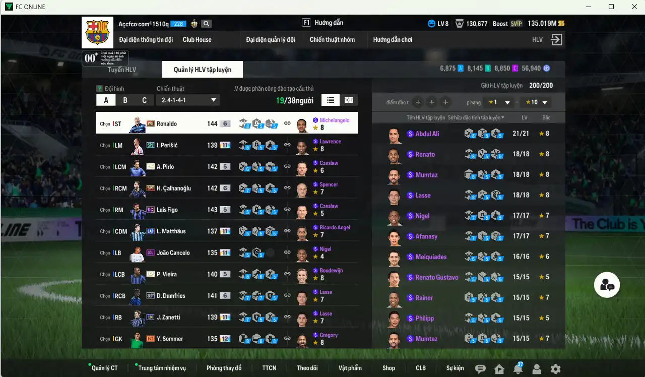 Ảnh Inter Milan 98.377b có Vieira ITM, Dumfries 26TY+6, Pirlo ITM, Figo UC, Ronaldo WG+6, Cancelo LOL+11, Matthaus CAP+11, Eto SPT, Perisic SPL+11, Calhanoglu SPT+6, Eto SPT, Baggio WG+6… Còn thẻ GIẢM THUẾ. HLV Xịn, gần full đào tạo chiến thuật