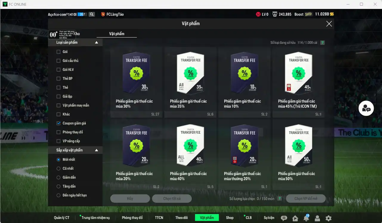 Ảnh Team Việt Nam có Hùng Dũng IP, Quang Hải IP vs 11,02b BP trắng, có thẻ đổi tên, full miniface, còn nhiều thẻ GIẢM THUẾ. HLV Siêu Xịn, đã full đào tạo chiến thuật, dư rất nhiều CP và TC
