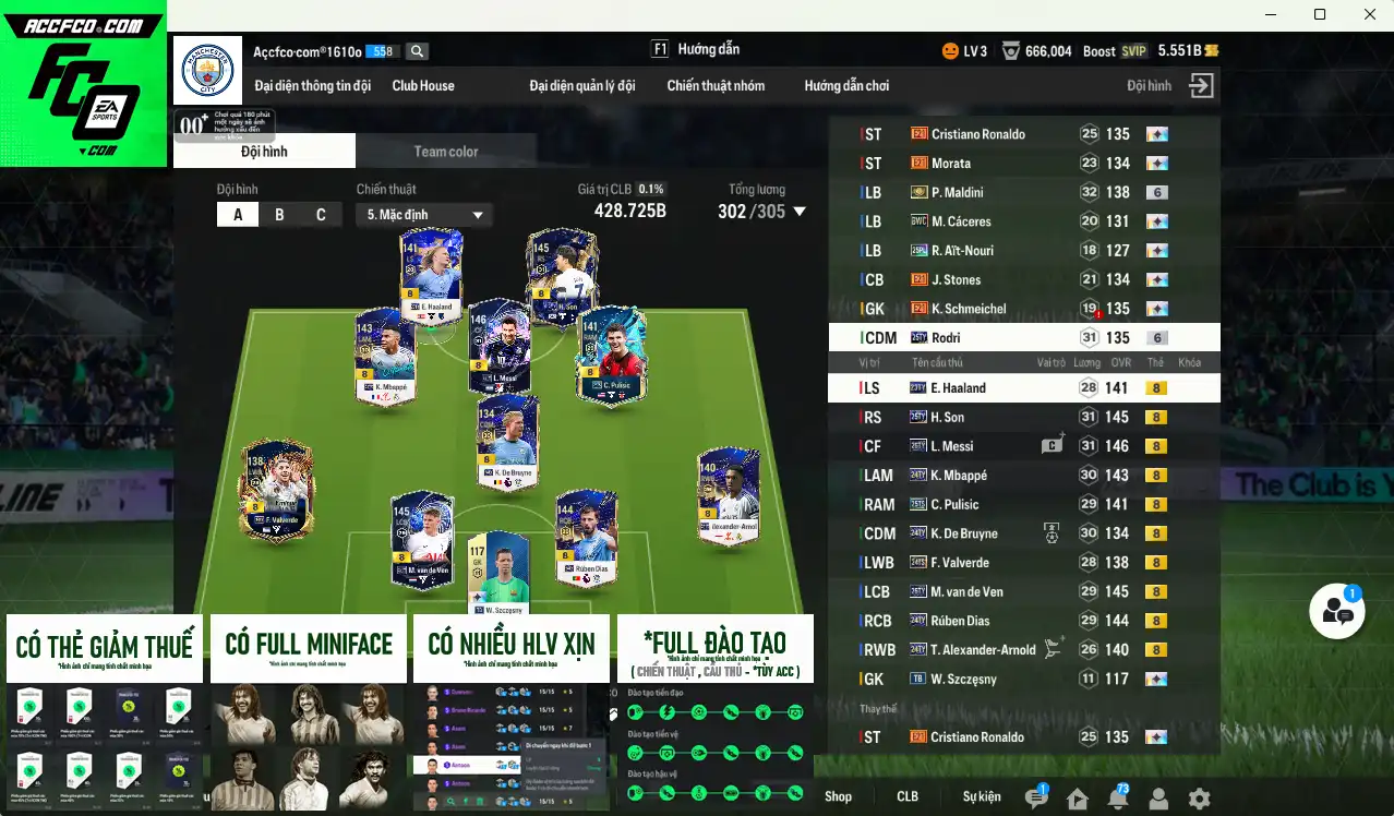 [ACC Hiếm] Full mùa TOTY+8 vs TOTS+8 428.725b có Mbappé 24TY, H. Son 25TY, Messi 26TY, K. De Bruyne 24TY, Pulisic 25TS, Valverde 24TS, Haaland 23TY, Dias 23TY, Van de Ven 26TY… Full miniface, còn nhiều thẻ GIẢM THUẾ. HLV Siêu Xịn, đã full đào tạo chiến thuật lẫn chỉ số cầu thủ, còn rất nhiều CP và TC